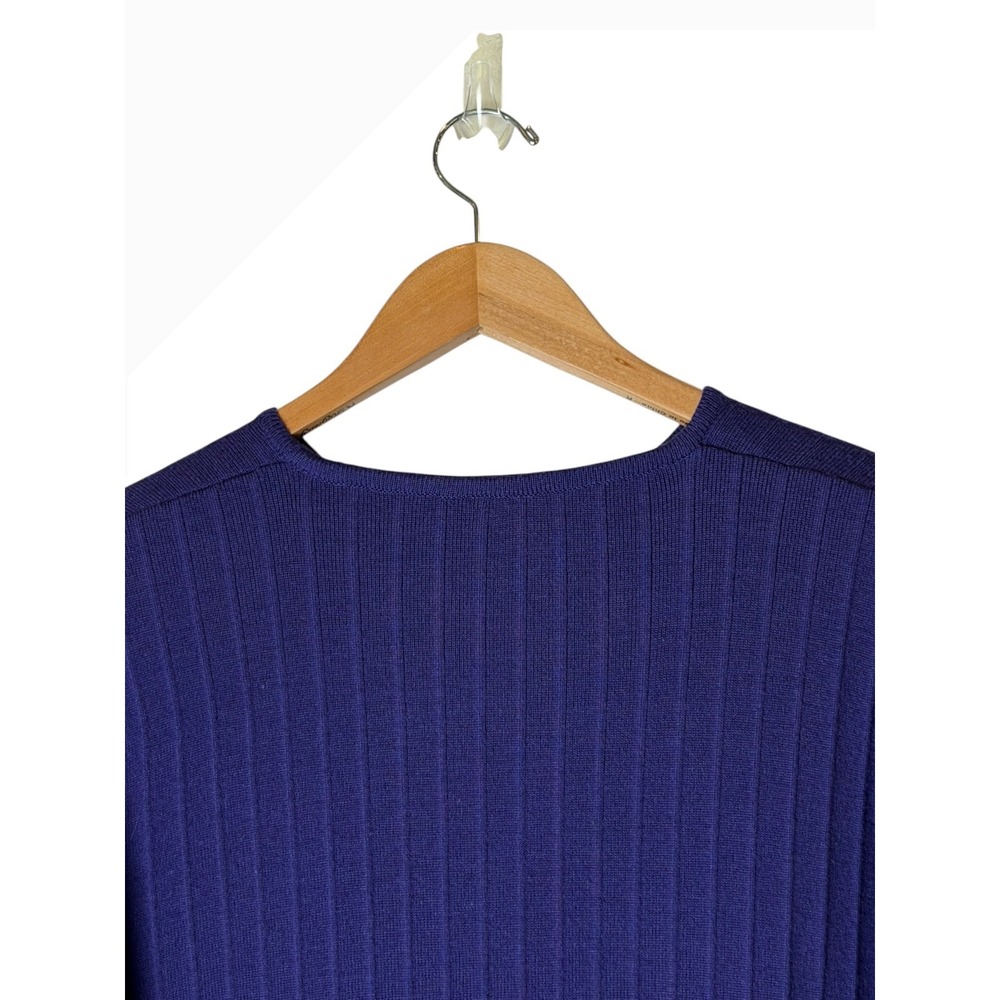 Bitte Kai Rand Rib Knit Sweater Women Medium Purple Lambswool Silk Peplum Hem - Picture 6 of 9